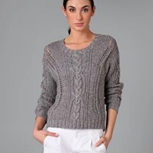 VINCE Knitted by Hand Gray Cable Knit Sweater M